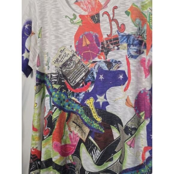 Inoah Crew Neck Tunic Top Women's Size Medium Multicolor Abstract Print Bohemian - Picture 3 of 6